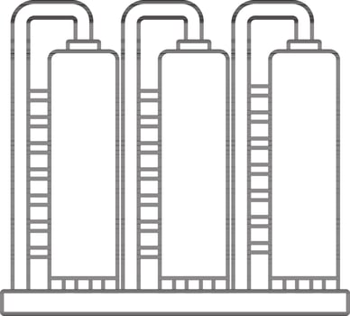 Oil refinery machinery icon with thin line illustration. vector