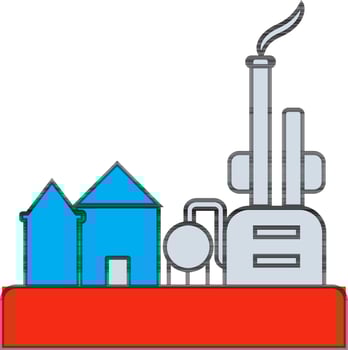 Colorful Oil refinery machine icon. vector