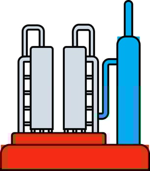 Oil refinery machine icon or symbol. vector
