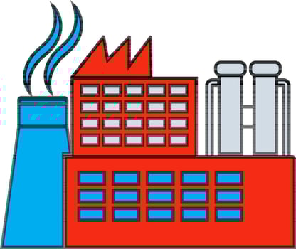 Colorful Factory icon in flat style. vector