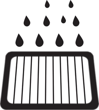 Black and white drain with drop. vector