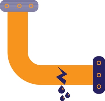 Leakage water pipe line in blue and yellow color. vector