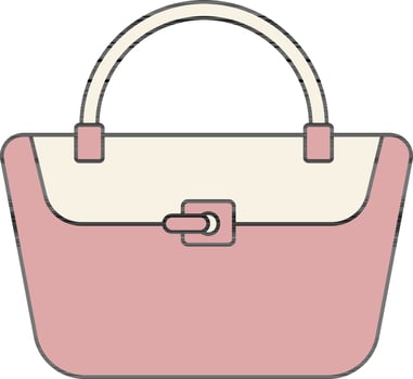Isolated Female Handbag Icon in Line Art. vector