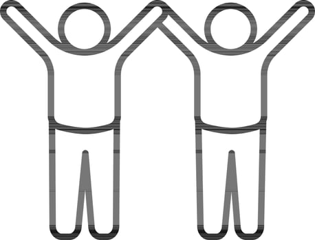 Success people with hands up icon in black outline. vector
