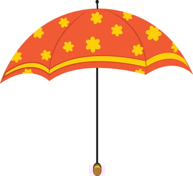 Yellow flowers decorated orange umbrella. vector