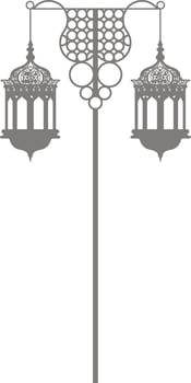 Silhouette of road street lanterns hanging. vector