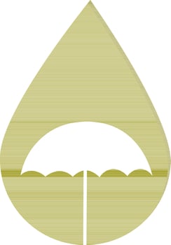 Green drop with white umbrella icon. vector