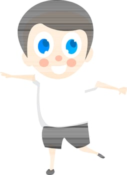Boy wearing black and white dress. vector
