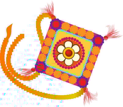 Colourful floral design beautiful rakhi in square shape. vector