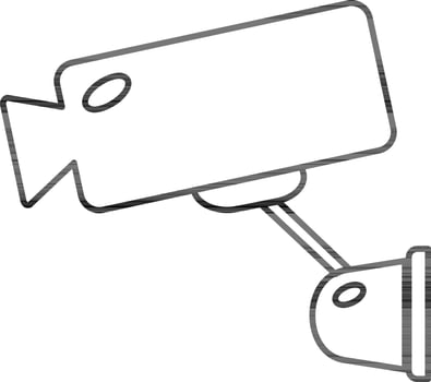 Illustration of a cctv camera in black line art. vector