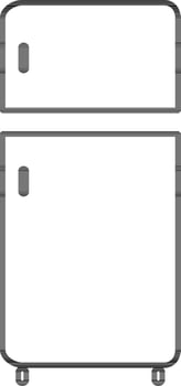 Black line art refrigerator in flat style. vector