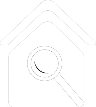 Isolated property search in black line art. vector