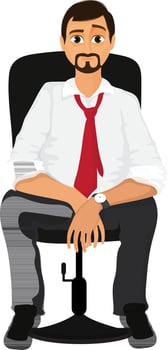 Young businessman sitting on chair. vector