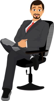 Businessman sitting on chair. vector