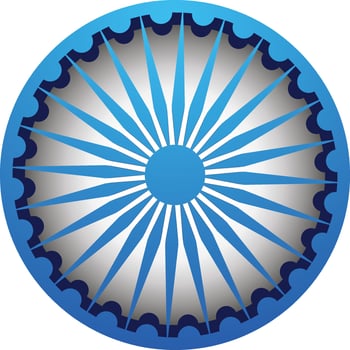3d illustration of blue ashoka wheel. vector