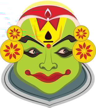 Vector illustration of kathakali dancer face.