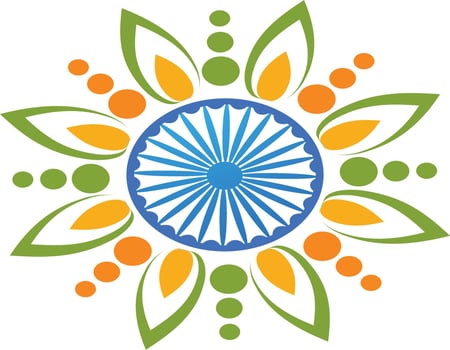 Beautiful rangoli design with ashoka wheel. vector