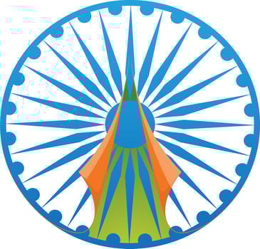 Paper cut-out design of ashoka wheel. vector