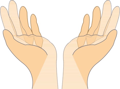 Illustration of open hands icon. vector