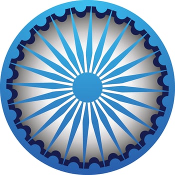 3d illustration of blue ashoka wheel. vector