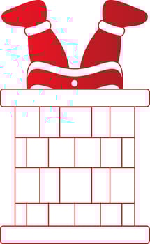 Illustration Of Santa Going Down Chimney Icon in Red And White Color. vector