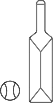 Cricket Bat and Ball Icon in Line Art. vector