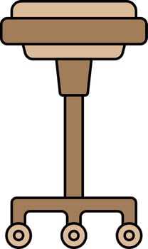 Flat Style Wheel Stool Icon In Brown Color. vector
