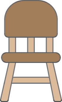 Brown Color Chair Icon In Flat Style. vector