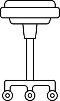 Flat Style Wheel Stool Icon In Black Line Art. vector