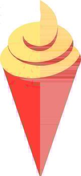Ice cream cone icon in red and yellow color. vector