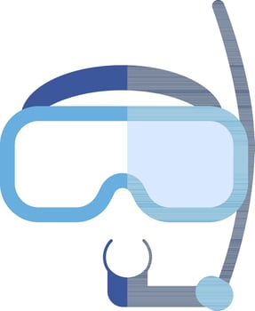 Diving mask icon in blue color. vector
