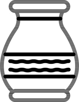 Line art illustration of vase icon. vector