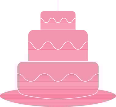 Flat Style Cake Icon In Pink Color. vector
