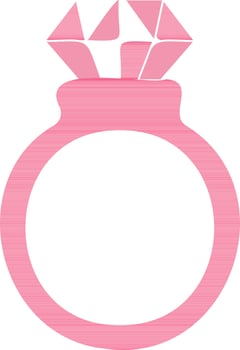 Flat Style Diamond Ring Icon In Pink Color. vector
