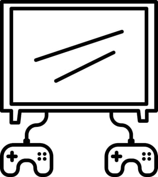 Black Line Illustration Video Game From Monitor Icon. vector
