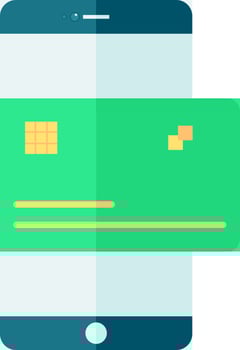 Smartphone With Payment Card Icon In Flat Style. vector