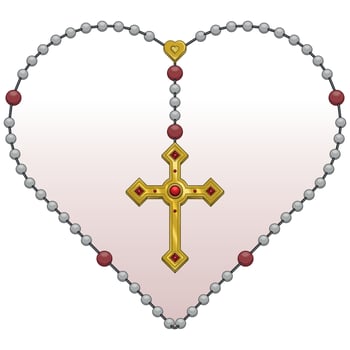 Heart shaped rosary vector design