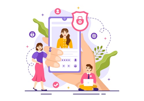 Identification Vector Illustration of Identity Card with Photo, Document, and Information in Face ID System Flat Cartoon Hand Drawn Templates