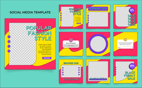 social media template banner fashion sale promotion vector