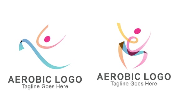 Creative fitness and wellness line style logo design vector