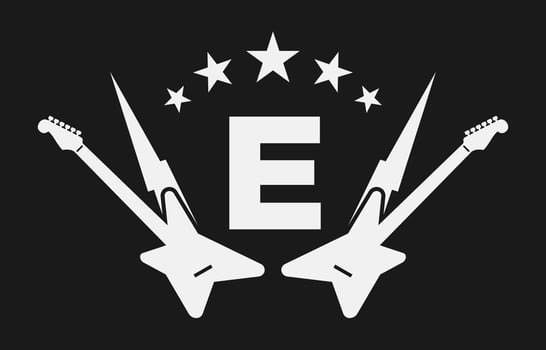 letter E electric guitar vector logo design