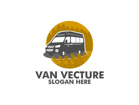 Minivan transport car logo, Van adventure logo design template vector