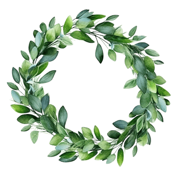 Green leaves watercolor wreath isolated. Illustration png