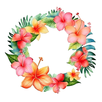 Watercolor tropical wreath isolated. Illustration png