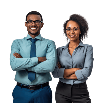 Portrait of happy multi ethnic business couple. Illustration png
