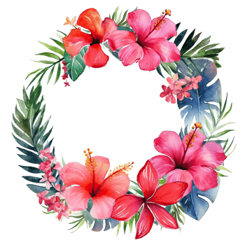 Watercolor tropical wreath isolated. Illustration png