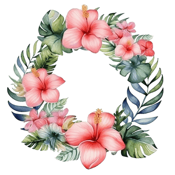 Watercolor tropical wreath isolated. Illustration png