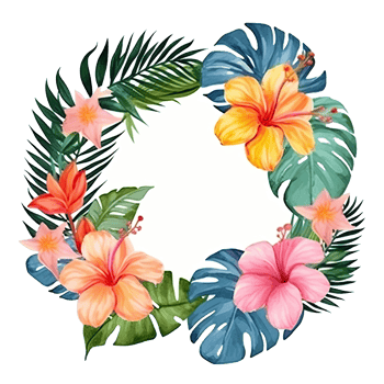 Watercolor tropical wreath isolated. Illustration png