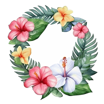 Watercolor tropical wreath isolated. Illustration png