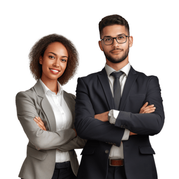 Portrait of happy multi ethnic business couple. Illustration png